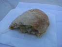 My pasty, containing leek, potato, cheddar, onions, and turnip.
