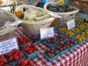 In the farmers market section, funky tomatoes: chocolate cherry 
tomatoes, with a deep maroon color.
