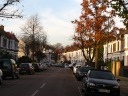 Donaldson Road, off Brondesbury Road, is lined with classy white houses. 
I took this picture on November 24, 2010.

