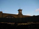 The clock tower on King's Cross station.
