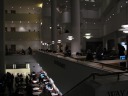 A view of the British Library's cafe and restaurant seating in the 
central atrium.

