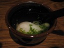 Onsen tamago / onsen egg.  Di Yin likes these a lot, and I enjoyed this, 
but I prefer the one time she made it herself successfully.

