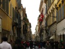 Looking down the elegant shopping street Via Condotti.
