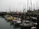 By Fisherman's Wharf, I think these compact boats with their bright 
color edging look like model/toy boats.
