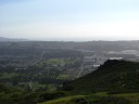 Looking west from the park across the town of Colma toward the 
(washed-out) Pacific Ocean.  All those green spaces in Colma are 
cemeteries.  Colma is pretty much the only town in the peninsula with 
cemeteries, and it has a lot of them!
