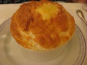 "Souffle au fromage (emmental et comte)" (cheese souffle).  Light and 
airy, like eating air.
