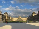 A 360 degree panoramic video of the Louvre, I. M. Pei's pyramid, and the 
Arc de Triomphe du Carrousel and the statues flanking it.

