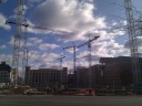 By January 2012, another crane had appearing, making seven.
