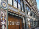 Forever 21's facade after painting.  Nicely done.  I watched the workmen 
paint; they took their time and were very careful with the colors.
