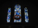 Nice stained glass.  I also like the chandelier.  The shrine has many in 
this style.

By the way, because this church is dedicated to Mary, blue is a 
recurring theme.  (It's traditionally her color.)
