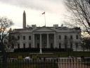 The White House, as seen from the same direction but farther away (from 
Lafayette Square), with the Washington Monument in the background.
