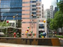 A cool outdoor sculpture (plus fountain) near Maxwell Hawker Centre.
