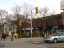 A sample shot of Greektown: Greek restaurants facing a square off one 
side of the street.
