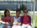 Erin, Di Yin, and Nori swinging.
